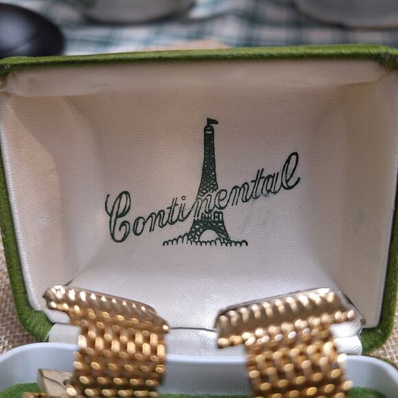 Men's Vintage Continental Gold Toned Cuff Links with Box MCM - Picture 4 of 5